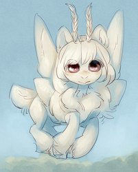 Size: 1740x2160 | Tagged: safe, artist:aphphphphp, oc, oc only, mothpony, original species, pony, female, flying, mare, solo, unshorn fetlocks