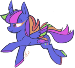 Size: 1182x1069 | Tagged: safe, artist:lavendire, oc, oc only, oc:princess daydream, alicorn, pony, alicorn oc, female, horn, magical lesbian spawn, mare, next generation, offspring, parent:rainbow dash, parent:twilight sparkle, parents:twidash, simple background, solo, white background, wings