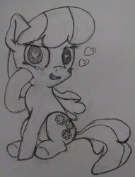 Size: 800x1046 | Tagged: safe, artist:treekickerdraws, cheerilee, earth pony, pony, g4, blushing, female, heart eyes, solo, traditional art, wingding eyes