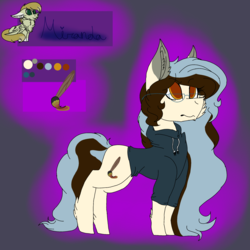 Size: 2560x2560 | Tagged: safe, artist:brokensilence, oc, oc only, oc:miranda sketch, pony, clothes, glasses, high res, hoodie, ponysona, reference sheet, solo