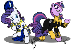 Size: 1071x760 | Tagged: safe, artist:cynos-zilla, rarity, twilight sparkle, pony, g4, blackest night, blackest night equestria, crossover, indigo tribe, simple background, transparent background, yellow lantern