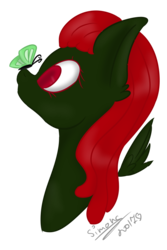 Size: 573x856 | Tagged: safe, artist:blood-and-debby, oc, oc only, oc:maya heartstrings, butterfly, insect, pegasus, pony, bust, cute, dreadlocks, insect on nose, red eyes, simple background, solo, transparent background, ych result