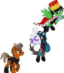 Size: 2209x2538 | Tagged: safe, artist:lightningbolt, derpibooru exclusive, earth pony, pegasus, pony, unicorn, g4, .svg available, angry, bags under eyes, belt, billie joe armstrong, bra, buckle, cape, clothes, crossdressing, crotchbra, crown, drumsticks, ear piercing, eyeliner, eyeshadow, flying, frown, glasses, glowing horn, green day, hair in mouth, hanging, hat, high res, hoof hold, horn, jewelry, makeup, male, microphone, mike dirnt, mouth hold, necktie, piercing, ponified, raised hoof, regalia, shirt, shoes, show accurate, silly, simple background, socks, spread wings, stallion, svg, tail pull, tank top, tattoo, transparent background, trio, tré cool, underwear, vector, wings