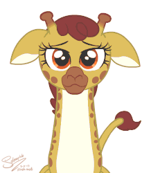 Size: 1032x1182 | Tagged: safe, artist:selenophile, clementine, giraffe, g4, animated, bedroom eyes, bust, cute, female, floppy ears, gif, looking at you, portrait, show accurate, simple background, solo, white background