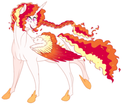 Size: 950x800 | Tagged: safe, artist:bijutsuyoukai, oc, oc only, oc:nova flare, alicorn, pony, colored wings, female, magical lesbian spawn, mare, multicolored wings, offspring, parent:princess celestia, parent:sunset shimmer, parents:sunsestia, simple background, solo, transparent background
