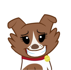 Size: 1040x1024 | Tagged: safe, edit, winona, dog, g4, bad edit, bedroom eyes, female, simple background, smiling, solo, transparent background, vector, wat
