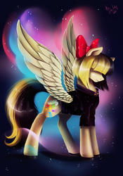 Size: 1024x1463 | Tagged: safe, artist:das_leben, songbird serenade, pegasus, pony, g4, my little pony: the movie, clothes, female, fluffy, mare, solo, spread wings, wings