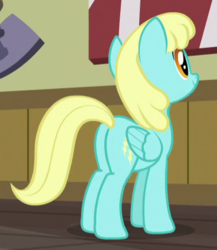 Size: 388x447 | Tagged: safe, screencap, sassaflash, pegasus, pony, a flurry of emotions, g4, butt, cropped, female, mare, plot, sassass, solo