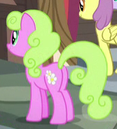 Size: 169x186 | Tagged: safe, screencap, daisy, flower wishes, parasol, pony, a flurry of emotions, g4, butt, cropped, female, mare, plot