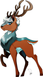Size: 1234x2201 | Tagged: safe, artist:dormin-dim, oc, oc only, deer, pony, antlers, barely pony related, commission, male, non-pony oc, raised hoof, simple background, solo, transparent background