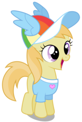 Size: 2033x3000 | Tagged: safe, artist:brony-works, noi, pony, g4, the mysterious mare do well, cap, clothes, cute, female, filly, happy, hat, high res, mare, noiabetes, rainbow dash fanclub, shirt, simple background, smiling, solo, transparent background, vector