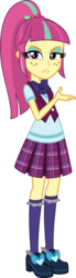 Size: 1378x5000 | Tagged: safe, artist:diegator007, sour sweet, equestria girls, g4, my little pony equestria girls: friendship games, bowtie, clothes, crystal prep academy, crystal prep academy uniform, crystal prep shadowbolts, eyeshadow, female, freckles, high heels, high res, holly, looking at you, makeup, pleated skirt, ponytail, school uniform, shoes, simple background, skirt, socks, solo, transparent background, unleash the magic, vector