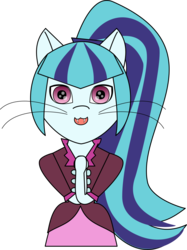 Size: 917x1228 | Tagged: safe, artist:planetkiller, sonata dusk, equestria girls, g4, bust, cat ears, catgirl, catified, female, looking at you, simple background, solo, species swap, transparent background, whiskers