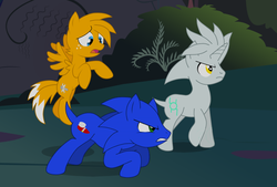 Size: 775x525 | Tagged: safe, artist:atomiclance, pony, everfree forest, male, miles "tails" prower, ponified, silver the hedgehog, sonic the hedgehog, sonic the hedgehog (series)