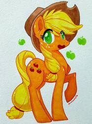 Size: 1196x1600 | Tagged: safe, artist:domino626, applejack, earth pony, pony, g4, female, mare, raised hoof, solo, traditional art