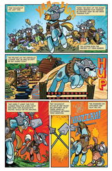 Size: 994x1528 | Tagged: safe, artist:brenda hickey, idw, rockhoof, steela oresdotter, earth pony, pony, g4, legends of magic #2, my little pony: legends of magic, spoiler:comic, female, male, mare, mighty helm, preview, stallion