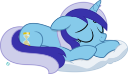 Size: 2999x1754 | Tagged: safe, artist:arifproject, minuette, pony, unicorn, g4, cloud, cute, female, mare, minubetes, pillow, prone, simple background, sleeping, smiling, solo, transparent background