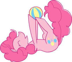 Size: 824x708 | Tagged: safe, artist:amazingmollusk, pinkie pie, earth pony, pony, g4, ball, eyes closed, female, on back, pie daily, simple background, smiling, solo, transparent background
