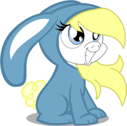 Size: 500x495 | Tagged: safe, artist:grimsimkopa, artist:pananovich, edit, oc, oc only, oc:aryanne, pony, animal costume, bunny costume, clothes, costume, easter, easter bunny, fursuit, happy, holiday, simple background, sitting, smiling, solo, transparent background