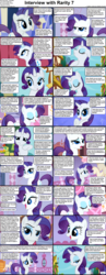 Size: 1282x3304 | Tagged: safe, rarity, pony, unicorn, comic:celestia's servant interview, g4, bedroom eyes, caption, cs captions, female, interview, mannequin, mare, solo