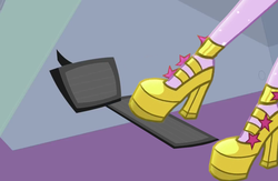Size: 1361x890 | Tagged: safe, edit, edited screencap, screencap, sci-twi, twilight sparkle, equestria girls, equestria girls specials, g4, my little pony equestria girls: dance magic, clothes, cropped, driving, feet, foot focus, high heels, legs, pedal, pictures of legs, platform shoes, shoes, solo