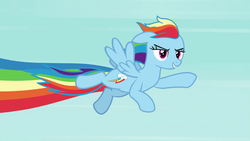 Size: 1920x1080 | Tagged: safe, screencap, rainbow dash, pegasus, pony, all bottled up, g4, 1080p, best friends until the end of time, female, flying, mare, nyan cat, nyan dash, rainbow trail, smiling, solo