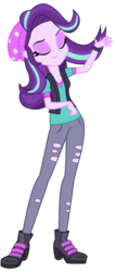 Size: 2254x5256 | Tagged: safe, artist:lifes-remedy, starlight glimmer, equestria girls, equestria girls specials, g4, mirror magic, beanie, beautiful, breasts, cleavage, clothes, eyes closed, female, hair flip, hat, high heels, high res, pants, shirt, simple background, smiling, solo, transparent background, vector, vest
