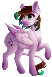 Size: 617x916 | Tagged: safe, artist:silentwulv, oc, oc only, pegasus, pony, female, gradient mane, green eyes, long tail, mare, raised hoof, simple background, smiling, solo, transparent background