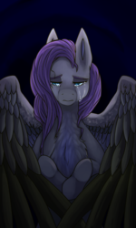 Size: 852x1419 | Tagged: safe, artist:beyondtheillusion, fluttershy, pegasus, pony, g4, chest fluff, crying, female, lidded eyes, mare, sad, solo