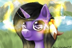 Size: 1280x853 | Tagged: safe, artist:shilohsmilodon, oc, oc only, pony, unicorn, dreamweaver, feather in hair, gypsy pony, old art, romani, solo