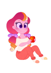 Size: 544x772 | Tagged: safe, artist:carouselunique, oc, oc only, oc:honeycrisp blossom, pony, honeycrisp tales, apple, cute, food, offspring, parent:big macintosh, parent:princess cadance, parents:cadmac, simple background, solo, transparent background