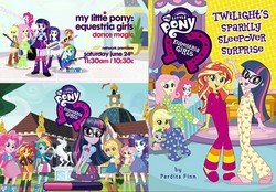 Size: 1777x1239 | Tagged: safe, applejack, fluttershy, pinkie pie, rainbow dash, rarity, sci-twi, spike, spike the regular dog, sunset shimmer, twilight sparkle, dog, equestria girls, equestria girls specials, g4, my little pony equestria girls: dance magic, my little pony equestria girls: friendship games, my little pony equestria girls: rainbow rocks, clothes, equestria girls logo, female, glasses, mane six, pajamas, stock vector