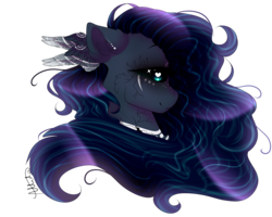 Size: 2000x1600 | Tagged: safe, artist:skimea, oc, oc only, oc:arcana nocte, pony, black sclera, bust, female, heart eyes, mare, portrait, simple background, solo, transparent background, wingding eyes