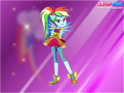Size: 800x600 | Tagged: safe, artist:user15432, rainbow dash, equestria girls, g4, my little pony equestria girls: legend of everfree, clothes, crossed arms, crystal guardian, crystal wings, cutie mark, female, looking at you, ponied up, purple background, shoes, sneakers, solo, sparkles, starsue, super ponied up, winged humanization, wings