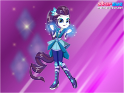 Size: 800x600 | Tagged: safe, artist:user15432, rarity, human, equestria girls, g4, my little pony equestria girls: legend of everfree, aura, boots, crystal guardian, cutie mark, female, high heel boots, looking at you, magic, magic aura, ponied up, ponytail, purple background, solo, sparkles, starsue, super ponied up