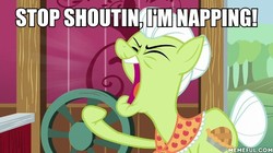 Size: 600x337 | Tagged: safe, edit, edited screencap, screencap, granny smith, earth pony, pony, g4, where the apple lies, female, image macro, meme, memeful.com, mermaid man and barnacle boy, solo, spongebob squarepants, yelling