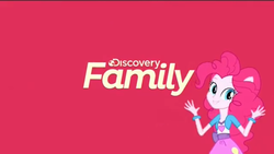 Size: 1136x640 | Tagged: safe, pinkie pie, equestria girls, equestria girls specials, g4, my little pony equestria girls: dance magic, clothes, discovery family logo, female, looking at you, ponied up, pony ears, promo, red background, simple background, solo, youtube link