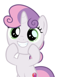 Size: 4000x5414 | Tagged: safe, artist:sollace, sweetie belle, pony, unicorn, g4, hard to say anything, .svg available, absurd resolution, bipedal, bronybait, cute, diasweetes, female, filly, happy, hooves on cheeks, show accurate, simple background, smiling, solo, teeth, transparent background, vector