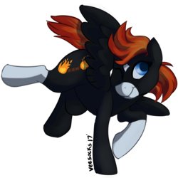 Size: 1024x1024 | Tagged: safe, artist:veesocks, oc, oc only, oc:fireykiss, pegasus, pony, cute, fire, leap, simple background, solo, transparent background