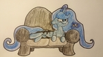 Size: 4593x2578 | Tagged: safe, artist:dark shadow, princess luna, pony, absurd resolution, angry, annoyed, blue, controller, couch, female, lying down, playing, sitting, solo