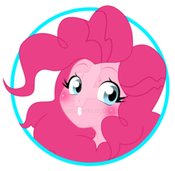 Size: 1024x1003 | Tagged: safe, artist:trainbang, pinkie pie, equestria girls, g4, badge, bust, female, portrait, simple background, solo, transparent background, watermark