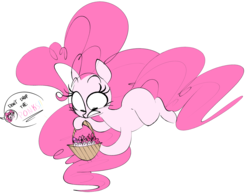Size: 1280x988 | Tagged: safe, artist:hattsy, pinkie pie, earth pony, pony, g4, basket, clone, dialogue, micro, offscreen character, ponk, simple background, speech bubble, white background