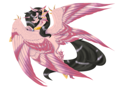 Size: 1024x724 | Tagged: safe, artist:oneiria-fylakas, oc, oc only, oc:ibath, alicorn, pony, seraph, seraphicorn, female, mare, multiple wings, simple background, solo, transparent background