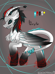 Size: 770x1024 | Tagged: safe, artist:dogihotdogi, oc, oc only, oc:peryite, pony, gradient hooves, reference sheet, sharp teeth, solo, teeth