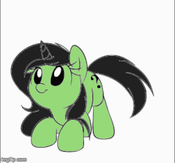 Size: 360x335 | Tagged: safe, artist:acersiii, edit, oc, oc only, oc:filly anon, pony, unicorn, g4, adoranon, animated, behaving like a dog, butt shake, cute, female, filly, foal, frame by frame, gif, happy, imgflip, recolor, simple background, solo, tail wag, tiny wag, white background