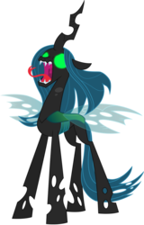 Size: 655x1024 | Tagged: safe, artist:trini-mite, edit, queen chrysalis, changeling, changeling queen, g4, angry, female, former queen chrysalis, glowing eyes, hatred, simple background, solo, transparent background, vector, villainous breakdown
