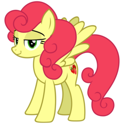 Size: 3000x3000 | Tagged: safe, artist:cheezedoodle96, strawberry sunrise, pegasus, pony, g4, honest apple, .svg available, female, high res, lidded eyes, looking at you, mare, simple background, smiling, smug, solo, spread wings, strawberry savage, svg, transparent background, vector, wings