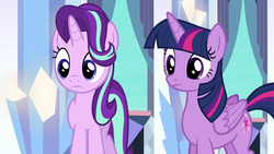 Size: 1280x720 | Tagged: safe, screencap, starlight glimmer, twilight sparkle, alicorn, pony, unicorn, g4, the times they are a changeling, duo, duo female, female, mare, twilight sparkle (alicorn)