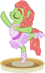 Size: 2043x3308 | Tagged: safe, artist:punzil504, tree hugger, earth pony, pony, g4, ballerina, clothes, dancing, eyes closed, female, high res, huggerbetes, mare, simple background, solo, transparent background