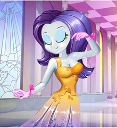 Size: 480x527 | Tagged: safe, artist:kimpossiblelove, rarity, equestria girls, g4, alternate hairstyle, breasts, busty rarity, clothes, dress, eyes closed, female, fynsy, solo